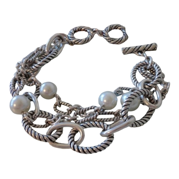 Premier Designs Bellissimo MultiChain and Faux Pearl Bracelet - Picture 1 of 5